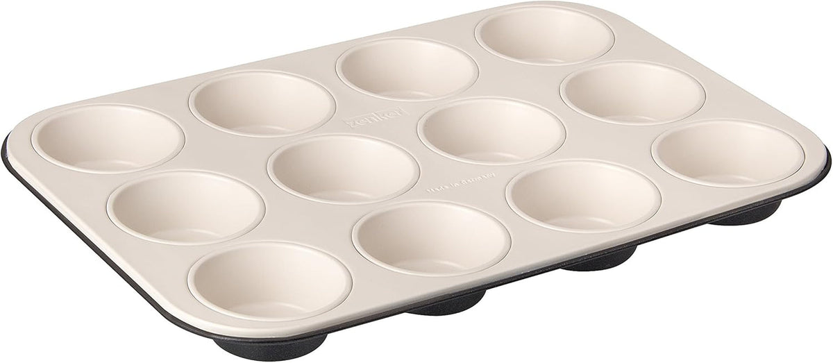 Zenker 12 Muffins, Durchmesser Ø 7 cm CREME NOIR, Backblech für Muffins mit Antihaftbeschichtung, verstärkt mit Keramikformen und Backblechen Naty Shop