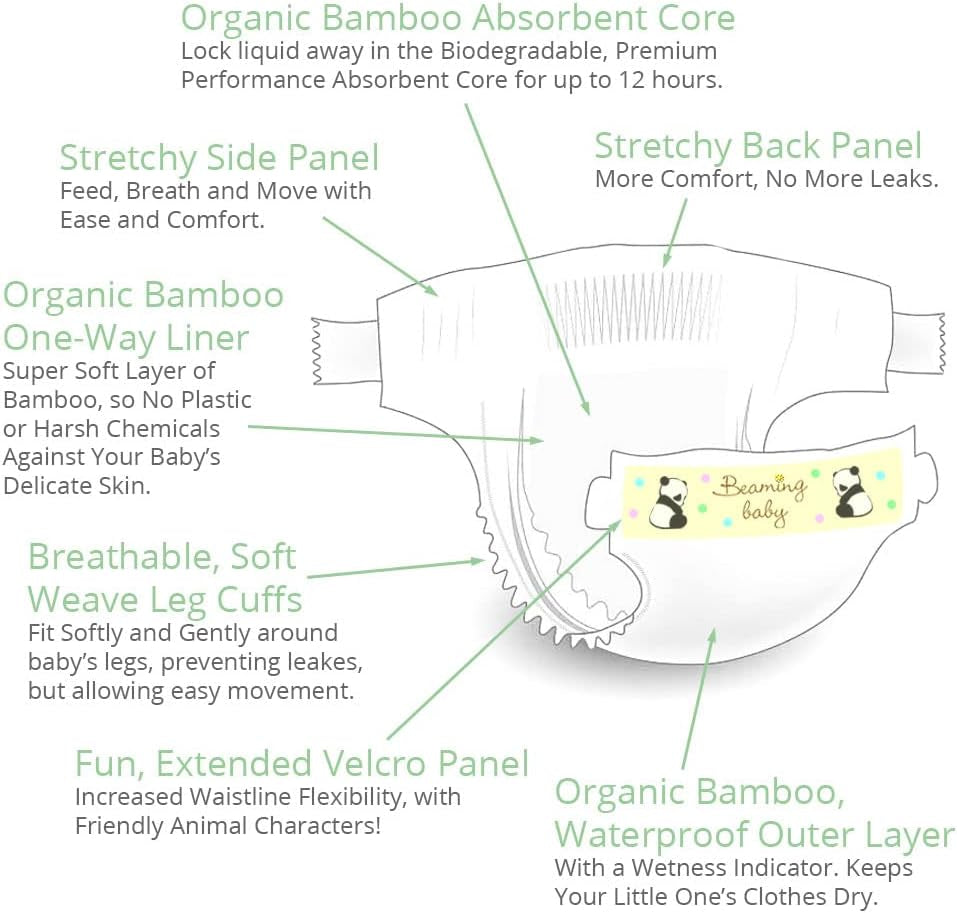Bio-Bambuswindeln, Größe 6, geeignet für 16+ kg. 20er-Pack Windeln