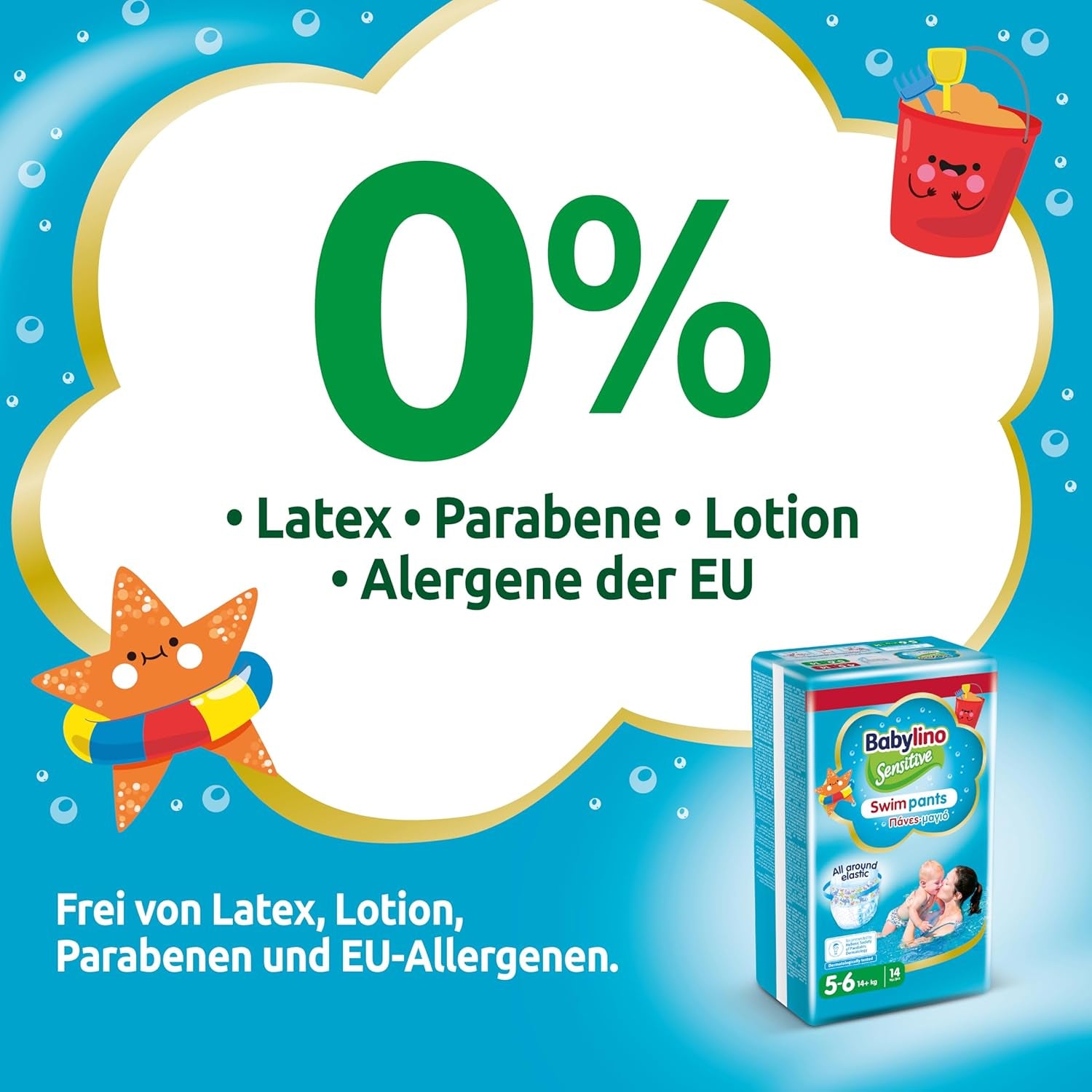 Windeln Sensitive Badehosen, für Meer und Pool, Größe 5-6 (über 14 kg), 84 Stück
