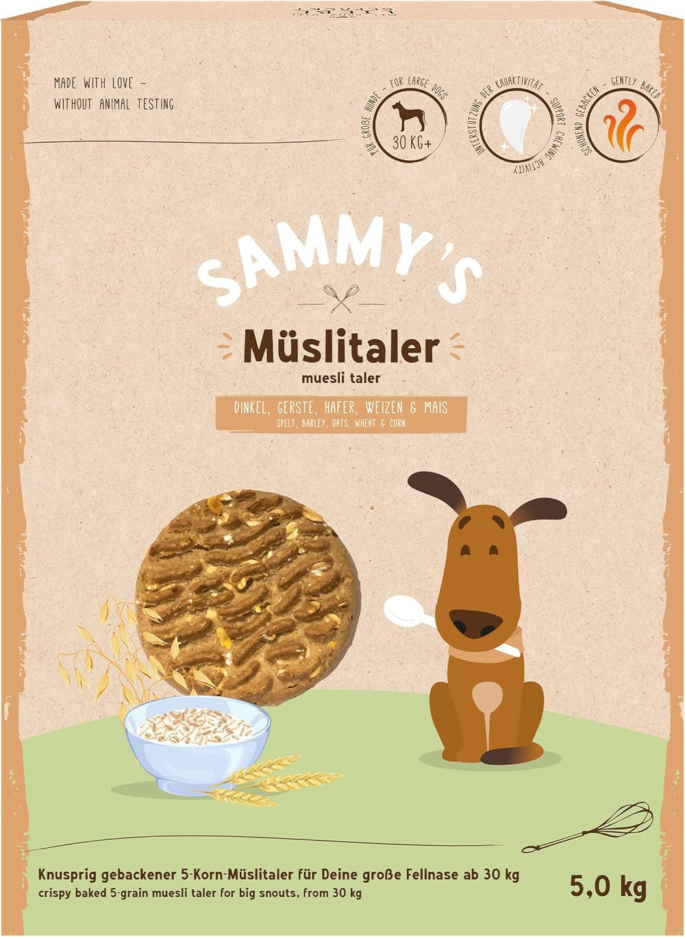 Sammy's Müsli-Münzen | Knusprig gebackene Snacks für Hunde | 5 Körner-Müsli-Münzen für Ihren großen pelzigen Freund (30 kg+) | 1 kg