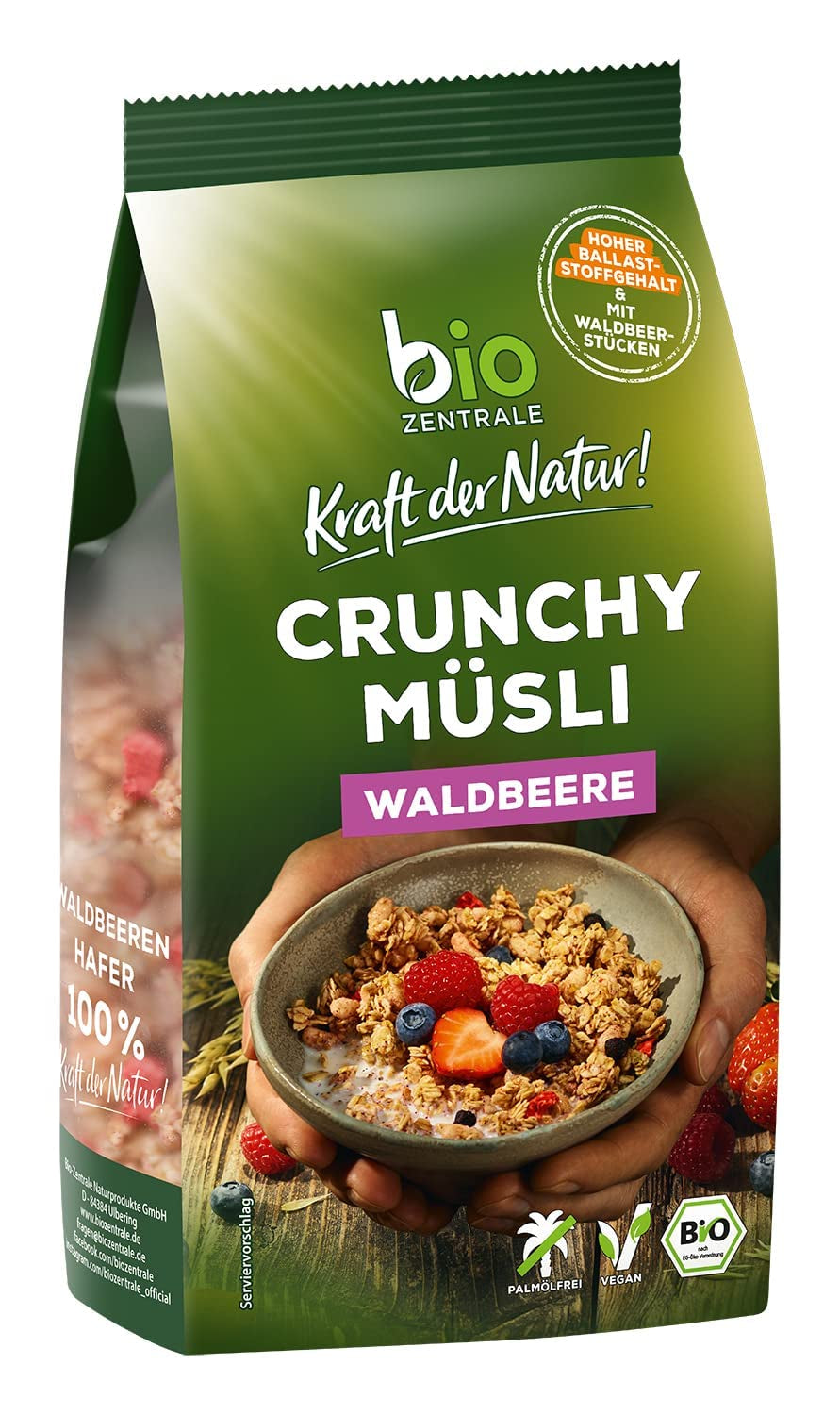 Knuspriges Müsli mit Beeren Biozentrale | 375 g Bio-Müsli | Ideal zum Frühstück und für die Tasse Müsli zum Mitnehmen | Eine Alternative zu Müsliriegeln