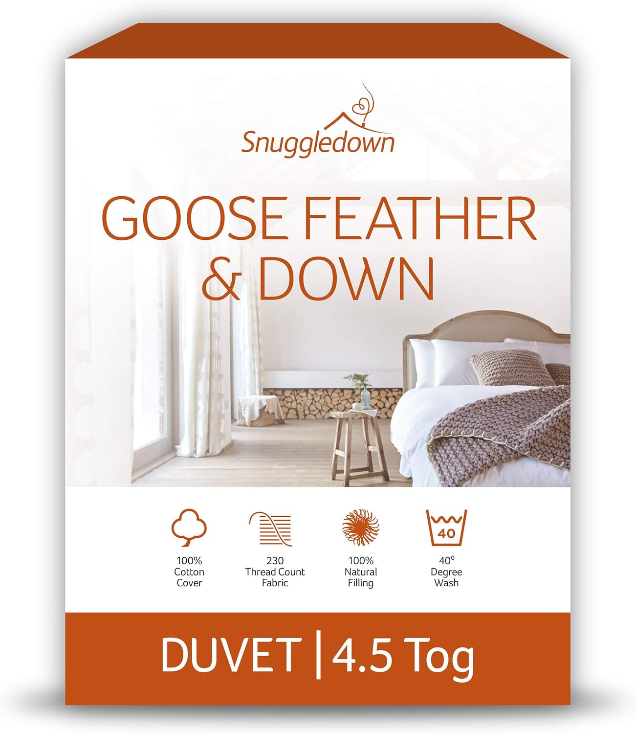 Snuggledown Freshwash-Allergiedecke, 13,5 Tog, winterwarm, Baumwolle, Weiß, Bettdecken und Bettdecken für Einzelbetten, Naty Shop, Doppelbett 4,5 Tog