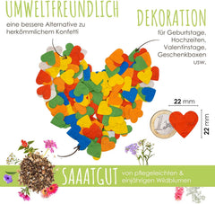 Blühendes Saatgut Konfetti Für Bunte Wildblumen - Farbenfrohes Blumenkonfetti Aus 100% Biologisch Abbaubarem Samenpapier (Ca. 600X Stück)