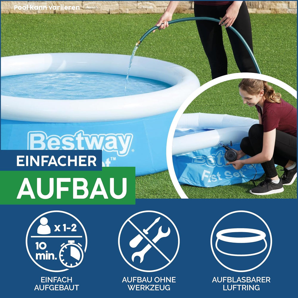 Bestway Fast Set Pool, ohne Pumpe, blau, 366 x 76 cm, ohne Zubehör