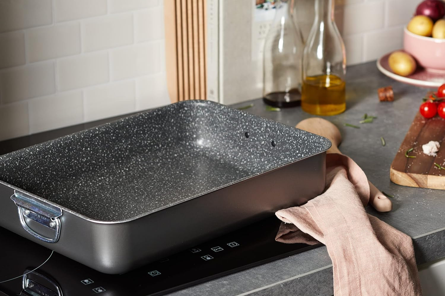 Alluflon Tradition Italy Lasagneform, Aluminium, schwarz, 35 x 25 cm Backformen und Tabletts Naty Shop