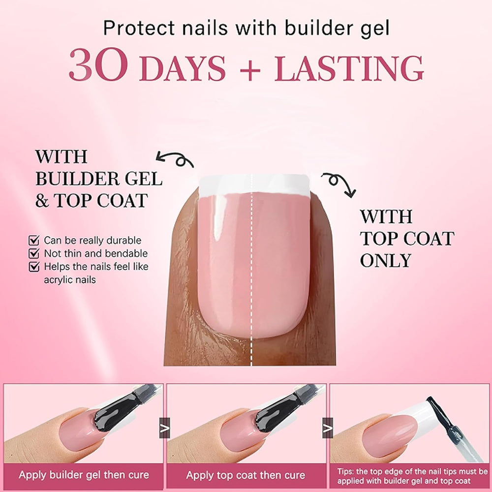 Set 240 de unghii false franceze scurte, unghii artificiale pătrate, unghii de lipit cu lipici, vârfuri de unghii acrilice, unghii false pentru femei, artă unghii DIY