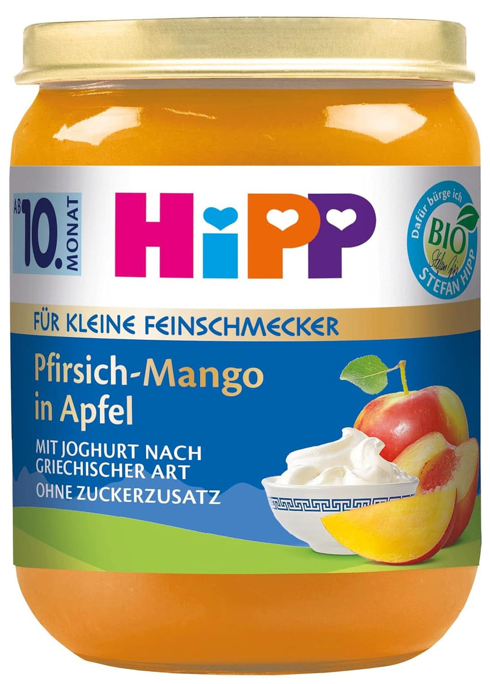 Hipp Bio Fruit Duet Fruchtjoghurt, 6er Pack (6 x 160 g) Mother and Baby Naty Shop 6 x 160 Gramm Pfirsiche-Mango in Apfelpüree mit griechischem Joghurt
