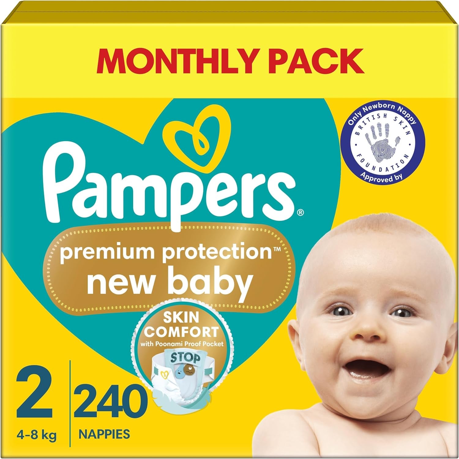 Pampers New Baby Größe 1 Neugeborene 2-5 kg ​​Transportpackung, 4er Pack (4 x 23 Stück)
