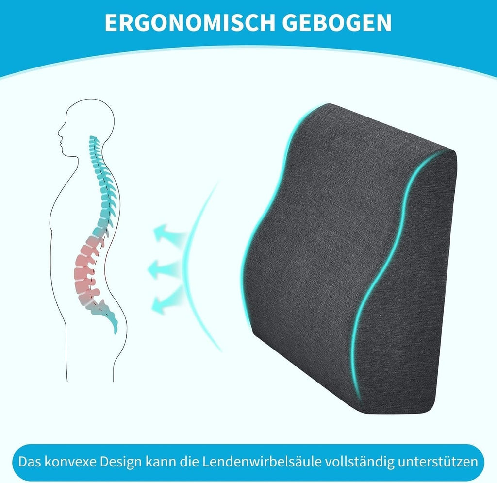 TANYOO Pernă de spate pentru scaun de birou, scaun auto, scaun cu rotile Pernă lombară pentru persoanele cu dureri de spate inferioare cu spumă Meomory Pernă ergonomică lombară Capac lavabil Gri închis Perne lombare Naty Shop