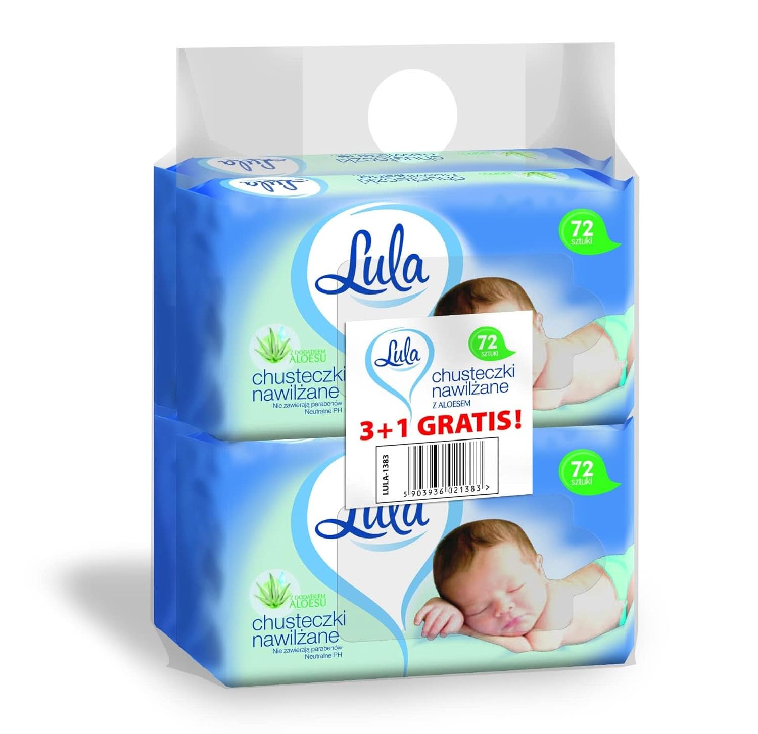 Feuchttücher mit ALOE 72 Stück, 3 Stück + 1 Stück gratis Baby-Feuchttücher Naty Shop