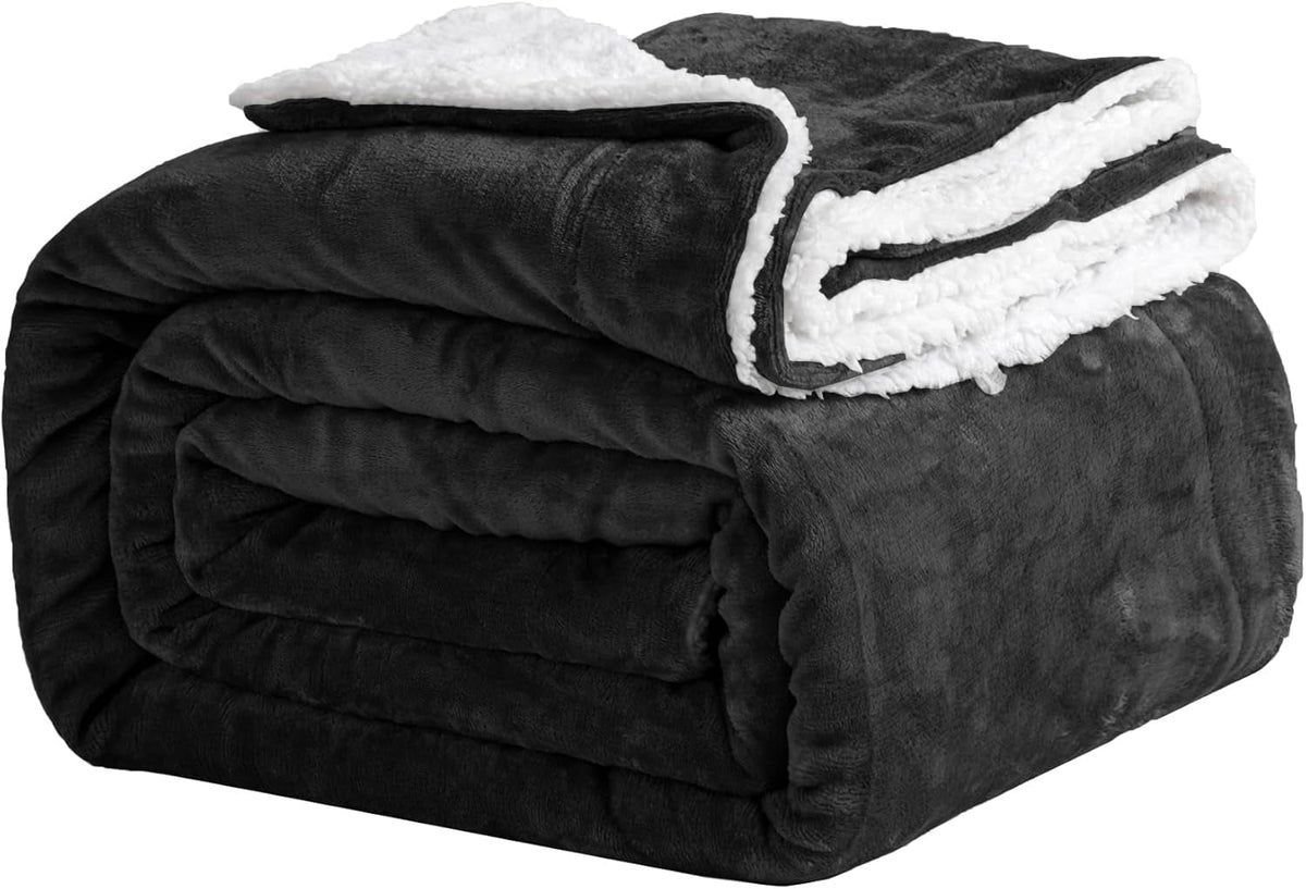 Gemütliche Decke, 150 x 200 cm, schwarz, Fleecedecke, Living Sherpa-Decke, Sofaüberwurf, Sofa, warmer Winter, weiche Decke (schwarz, 150 x 200 cm), Good Nite Beds and Blankets, schwarz, 150 x 200 cm