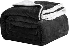 Gemütliche Decke, 150 x 200 cm, schwarz, Fleecedecke, Living Sherpa-Decke, Sofaüberwurf, Sofa, warmer Winter, weiche Decke (schwarz, 150 x 200 cm), Good Nite Beds and Blankets, schwarz, 150 x 200 cm