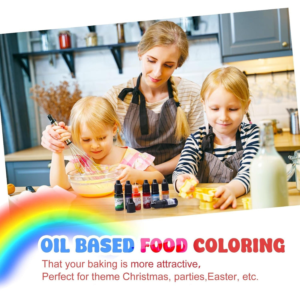 Colorant alimentar liposolubil pentru ciocolată - culorile curcubeului, coloranți alimentari pe bază de ulei pentru fondant, decorarea torturilor, copt - colorant alimentar lichid pentru unt de cacao, cremă de unt - 12 g fiecare