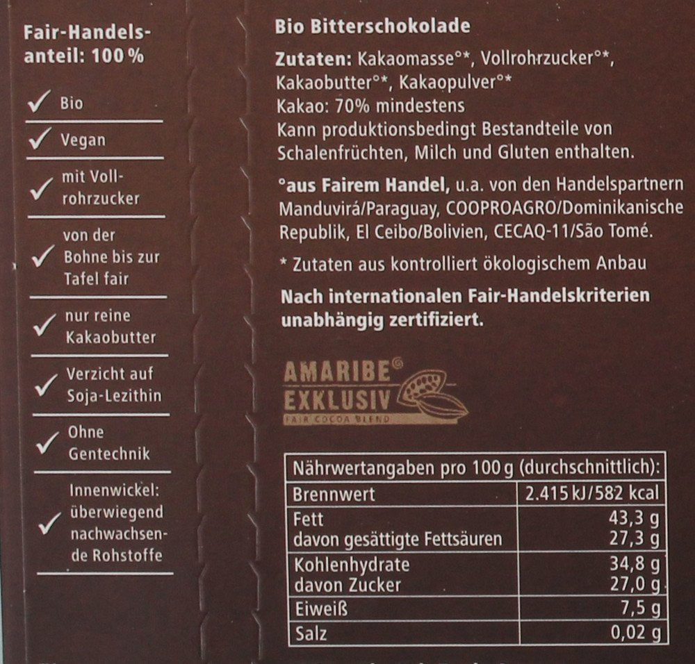 Bio-Kardamom, 38 % Kakao, 100 g Packung