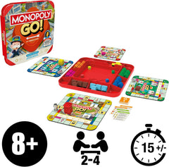 Brettspiel Monopoly GO! - Deutsche Version, Spiel basierend auf der beliebten Online-Version, schnelles Strategiespiel für die ganze Familie, Spaß für 2 bis 4 Spieler
