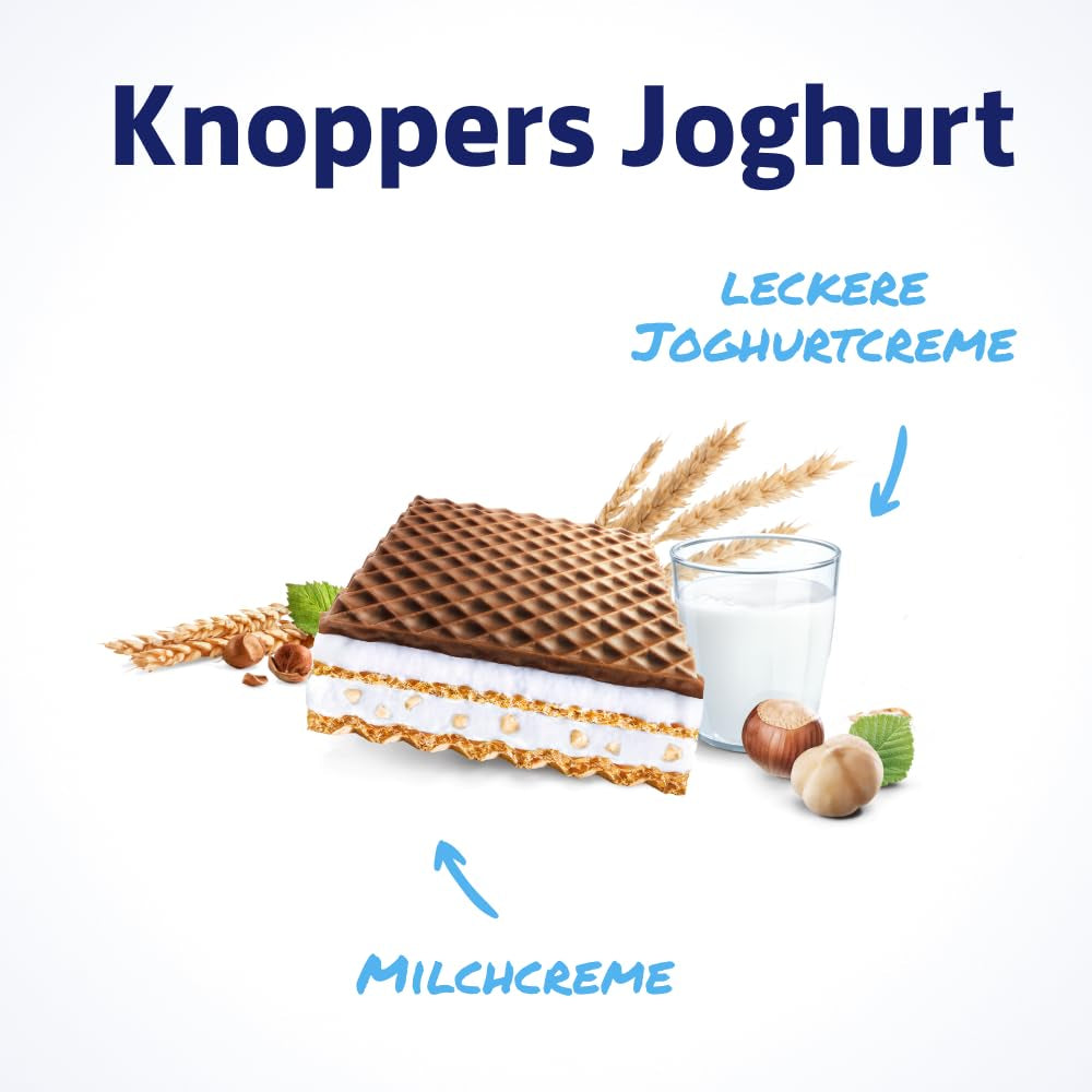 Joghurt – 4 x 200 g – Waffelscheiben gefüllt mit Joghurt und Nougatcreme, Haselnüssen und Kakao
