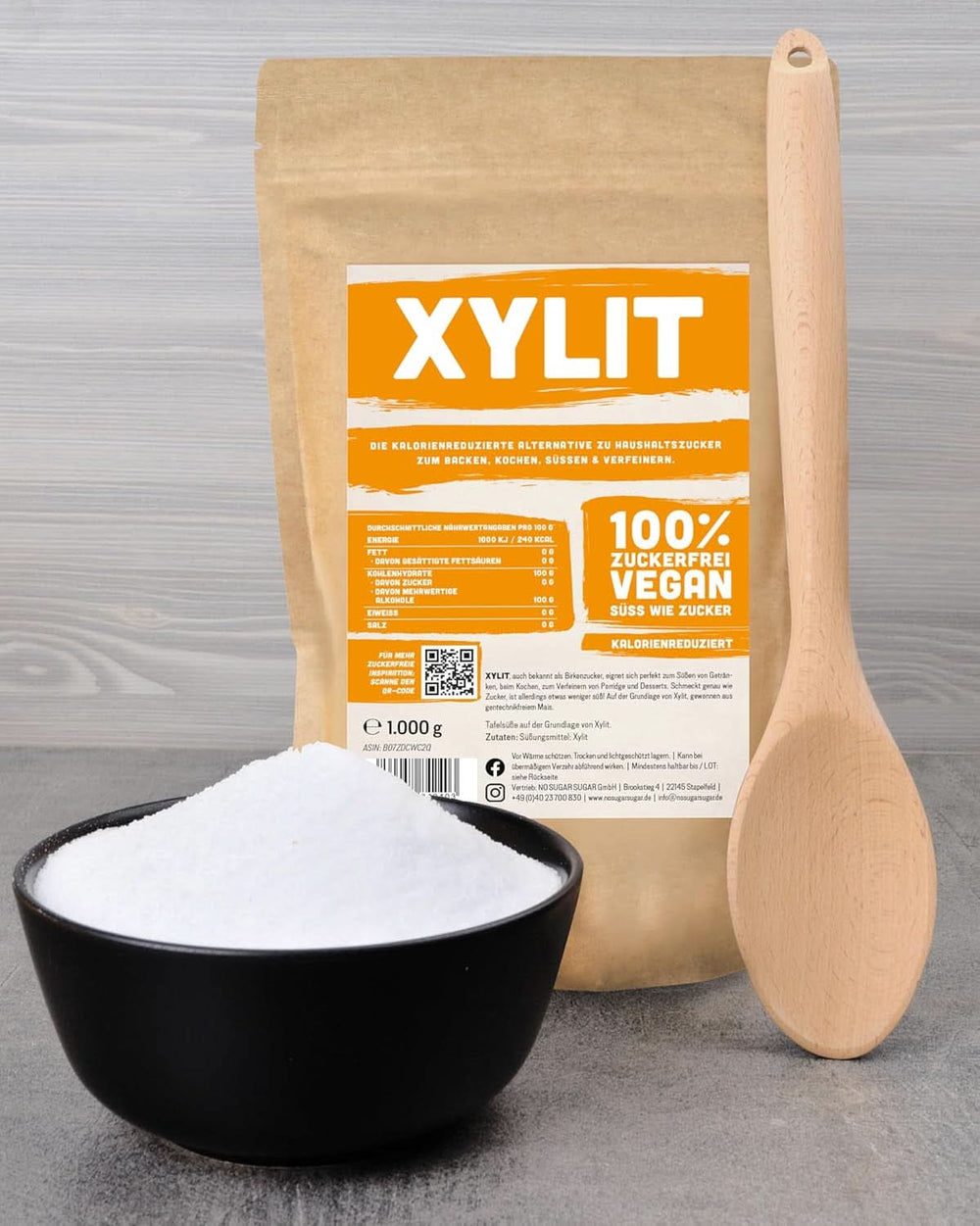 Premium-Xylit mit einer Süßkraft von 1:1 im Vergleich zu Zucker, 1 kg Süßstoffe Naty Shop