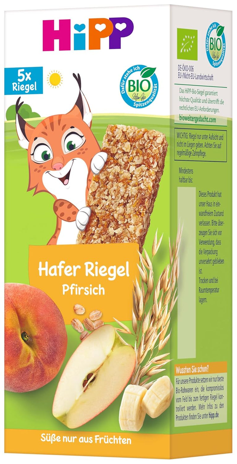 HiPP Lynx Haferriegel mit Pfirsichen, ab 1 Jahr, 8 x (5x20g)