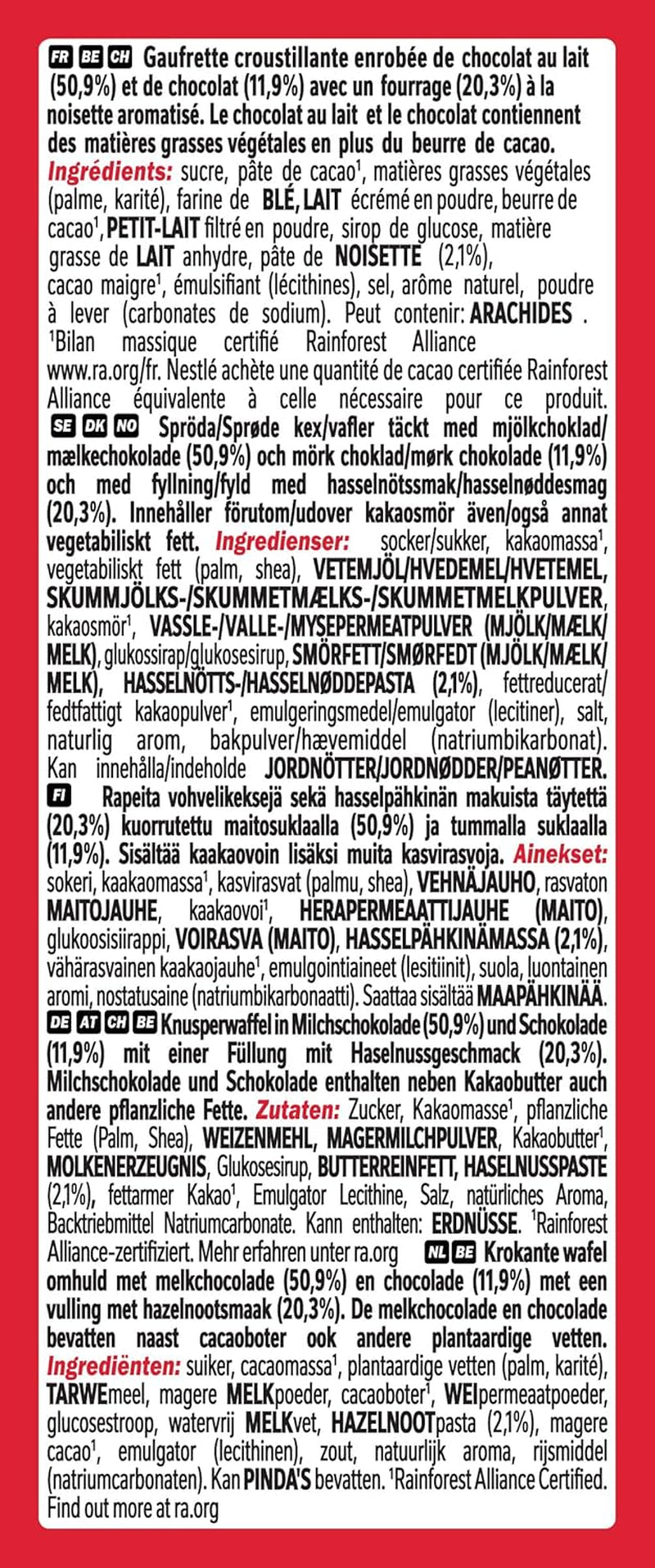 Nestlé Haselnussriegel, knusprige Waffeln mit cremiger Haselnussfüllung und marmorierter Schokoladenhülle, 2er-Pack (1 x 99 g)