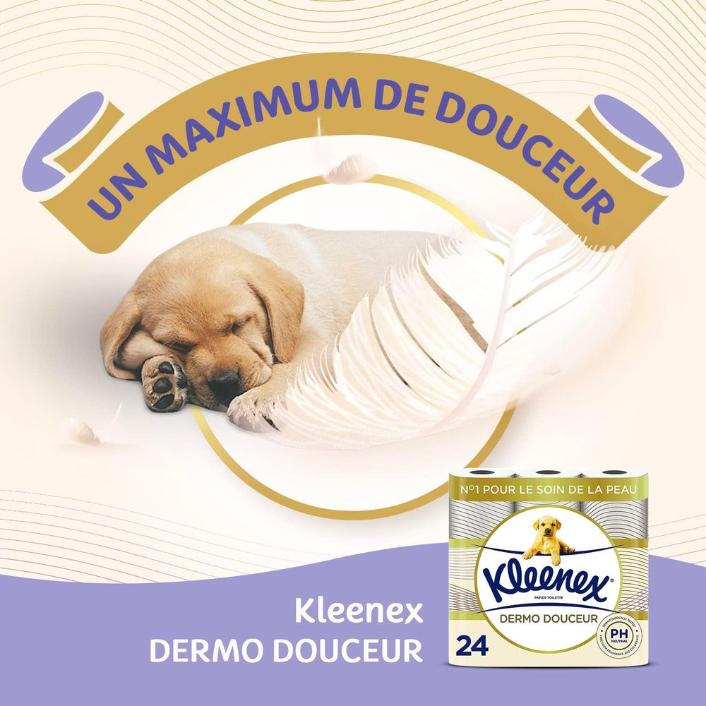KLEENEX Dermo Douceur 4230420 Hârtie igienică, 24 role (4 X 6 role) alb, 24 Unité (Lot De 6)