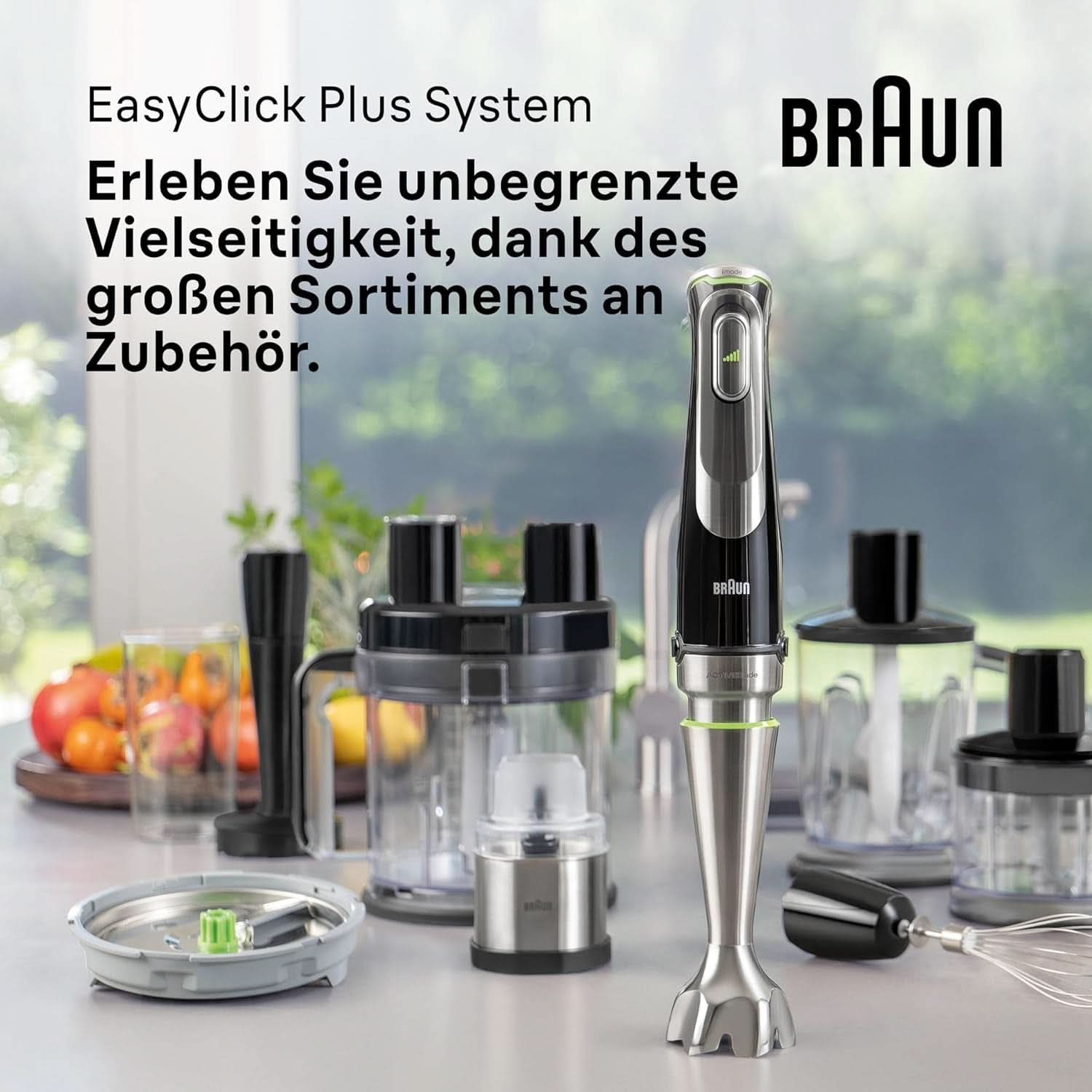 Braun Multiquick 9 MQ 9147X – 5-In-1 Stabmixer Mit Standmixer-Aufsatz, Zerkleinerer, Kartoffel- & Gemüsestampfer & Schneebesen, Stufenlose Geschwindigkeitseinstellung, 1200 W, Schwarz/Edelstahl Kitchen Naty Shop