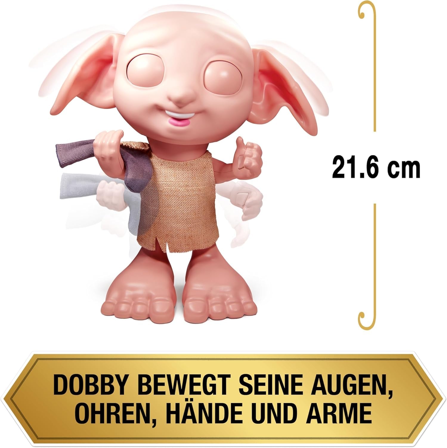Wizarding World Harry Potter – Dobby Hauself Interaktive Puppe mit über 30 Geräuschen, Sätzen und Bewegungen, Deutsch-Italienisch, Spielzeug für 6 Jahre, Fanartikel Puppen Naty Shop
