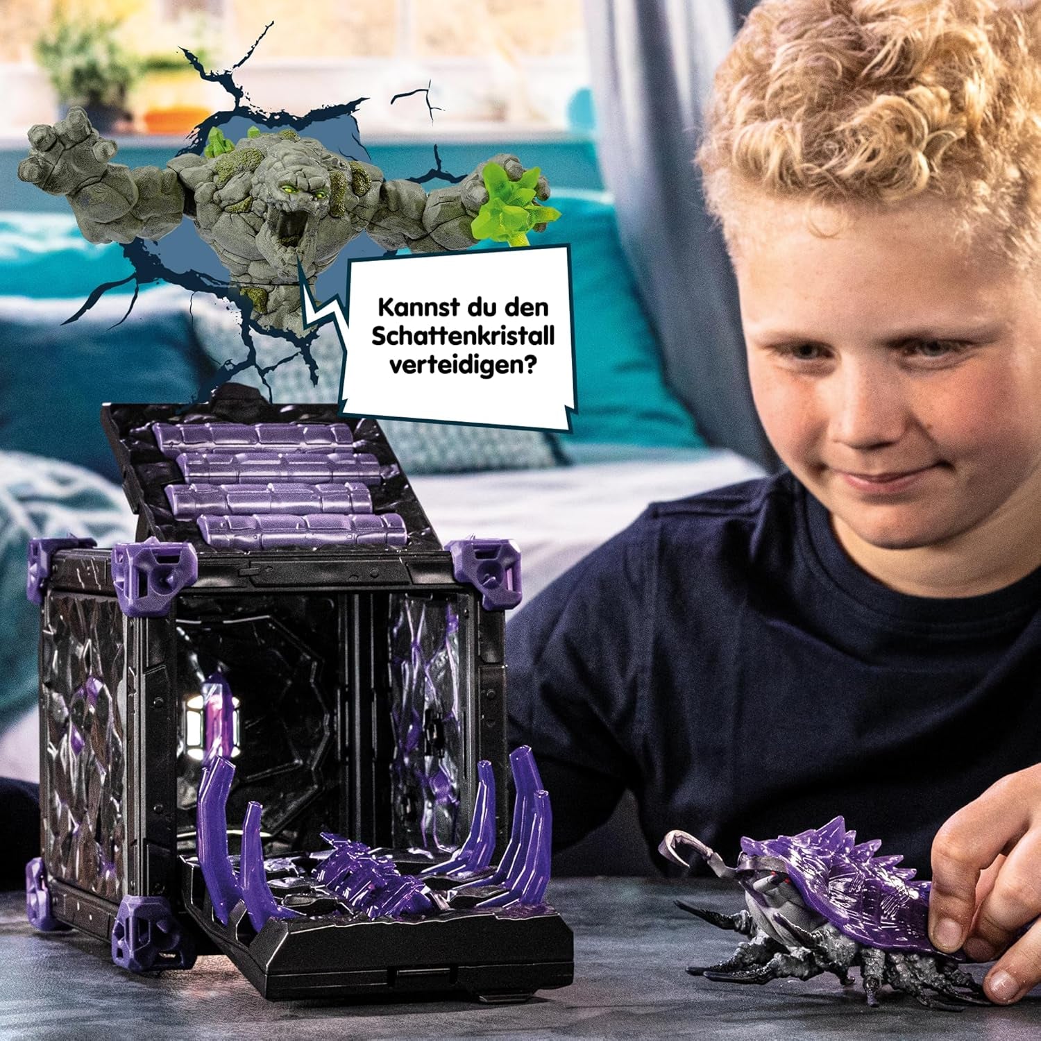 SCHLEICH ELDRADOR Kreaturen | Battle CAVE Schattenassel 42675 | Set aus ELDRADOR Battle Cave mit Monster und Schattenkristall | Kampfhöhlen zur Arena stapelbar | Spielzeug ab 7 Jahren | 34 Teile