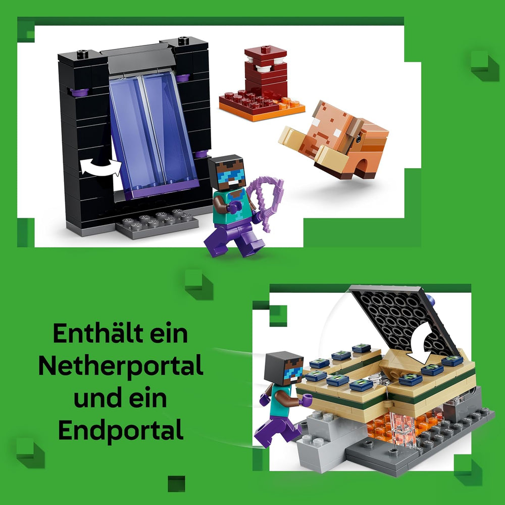 LEGO Minecraft Reise durch Nether und Endportal - Kinder Spielzeug mit Helden, Enderman und Baby Hoglin Figuren - Set mit Minecraft Figur - Gamer Geschenk für Jungen und Mädchen ab 7 Jahren - 21584