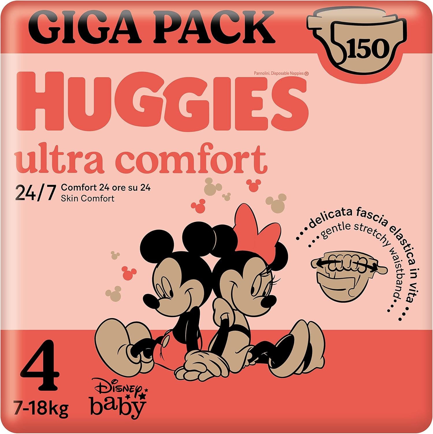 Huggies Ultra Comfort Windeln, Größe 4 (7–18 kg), Disney-Design, Vorteilspackung, 150 Stück