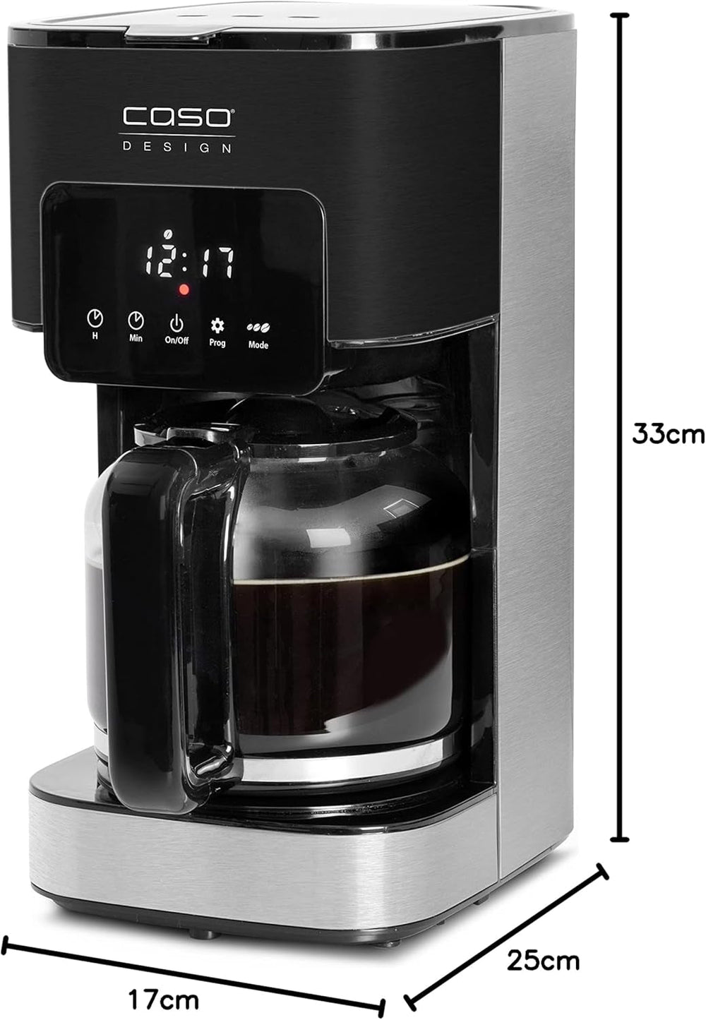 Espressor CASO Coffee Taste and Style cu filtru permanent, 1,5 l, temperatură optimă de preparare 92-96 °C, sistem anti-picurare, cap de preparare optimizat, oțel inoxidabil, 12 cești