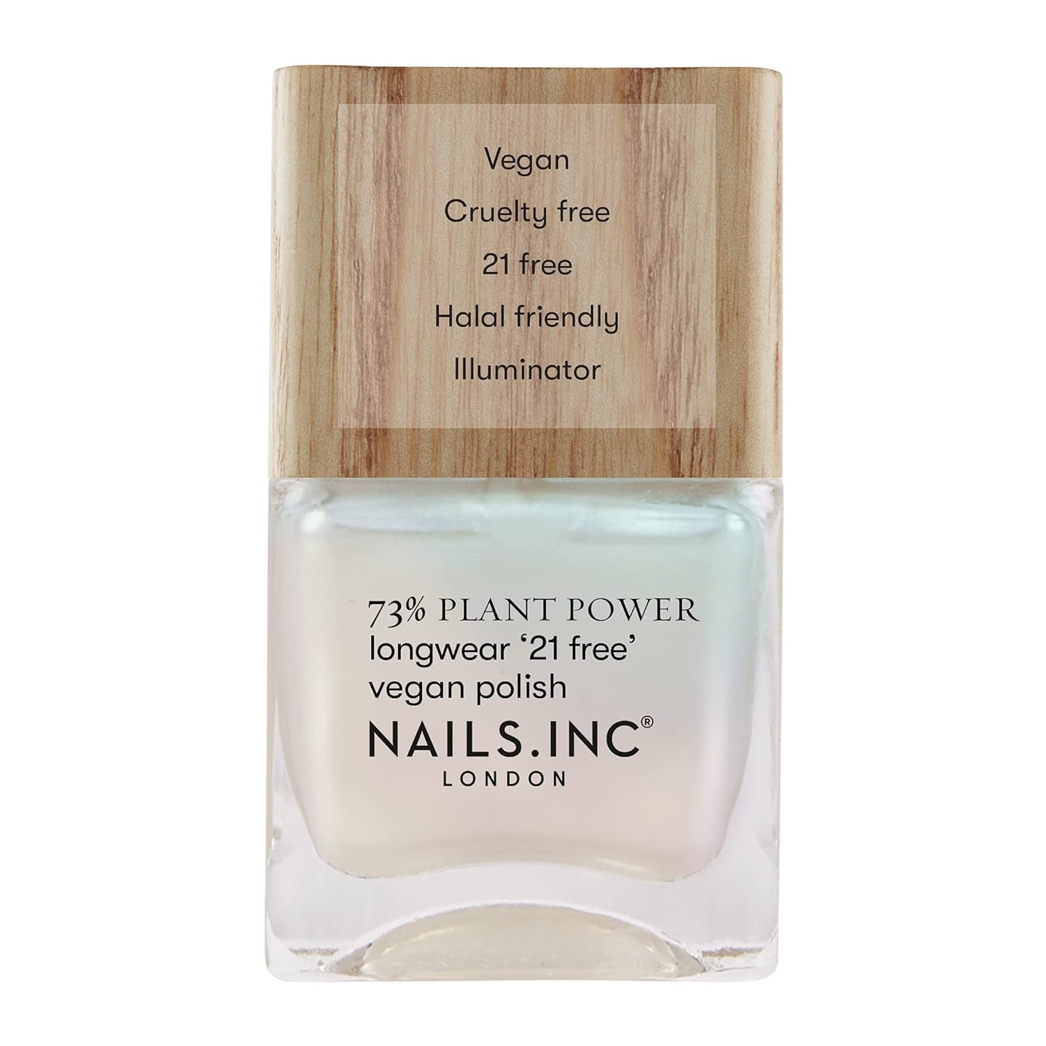 Nails Inc – GLOWING SOMMEWHERE Plant Power Veganer Nagellack – 73 % pflanzlich, 100 % vegan und frei von Tierversuchen – perfekte Maniküre, funkelnde Perle – für umweltfreundliche Nagelkunst
