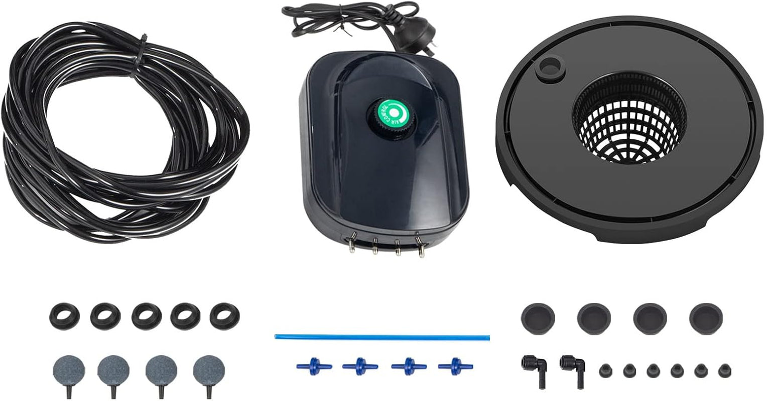 VEVOR DWC Hydrokultur-Anbausystem, Hydrokultur-Anbausysteme, Tiefwasseranbau, 4 20-Liter-Eimer, DWC-System mit Luftpumpe, Luftsteinen und Wasserstandsanzeige für Blattgemüse