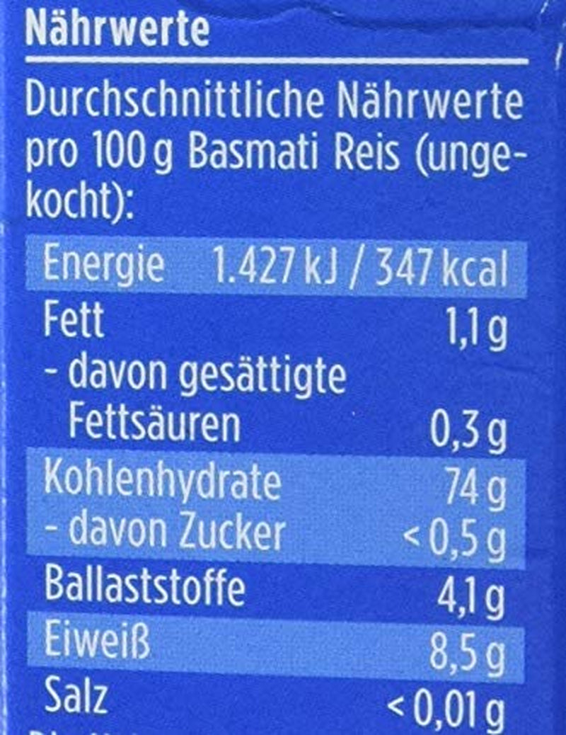Davert Bio-Basmatireis im Kochbeutel, 2 Beutel, 250g