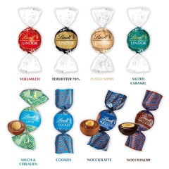 Lindt Schokolade LINDOR Und ROULETTE Mischung | 1473 G| Kugeln Mit Zartschmelzender Füllung Sowie Köstliche | 8 Sorten | Pralinengeschenk | Schokoladengeschenk | Großpackung Naty Shop Schokoladenbonbons