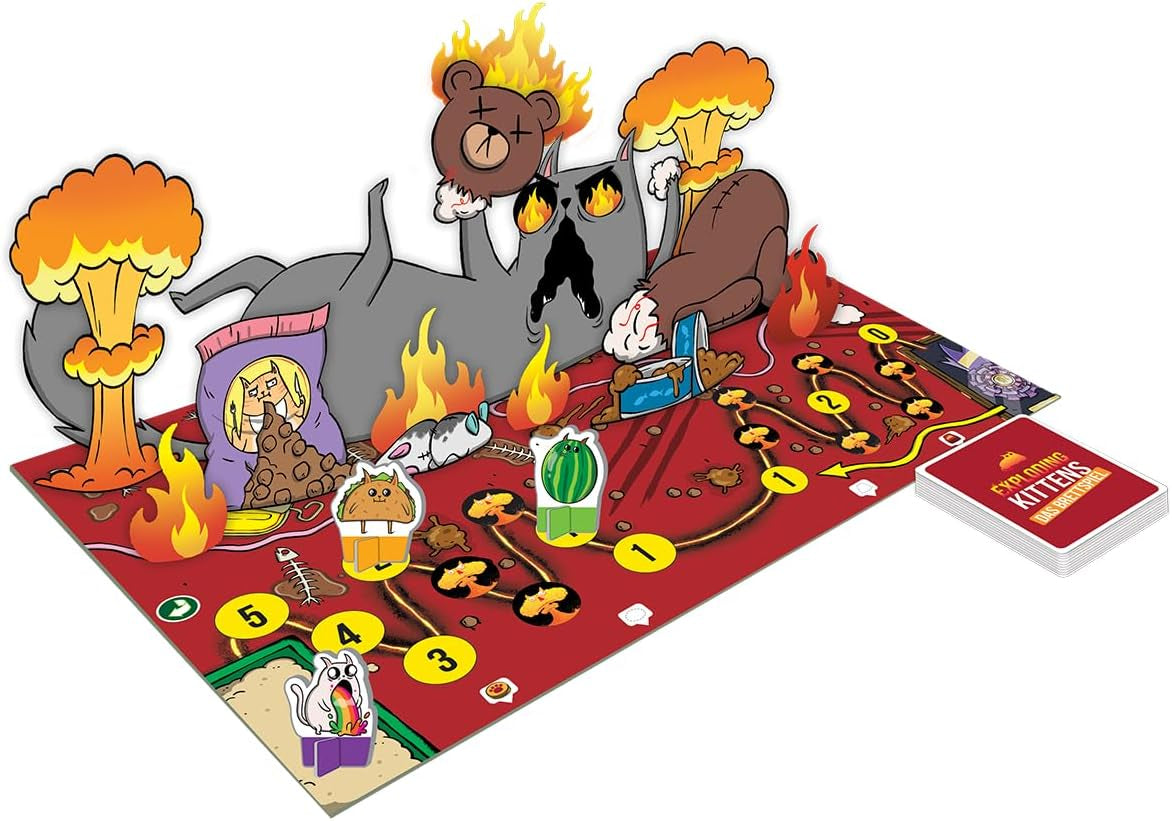 Exploding Kittens, Exploding Kittens: Das Brettspiel, Partyspiel, 2-6 Spieler, ab 7+ Jahren, 20 Minuten, Deutsch