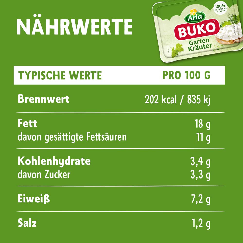 Gartenkräuter Frischkäse | 10x 200g | 100 % natürliche Inhaltsstoffe. Ohne Konservierungsstoffe, Verdickungsmittel und Geschmacksverstärker