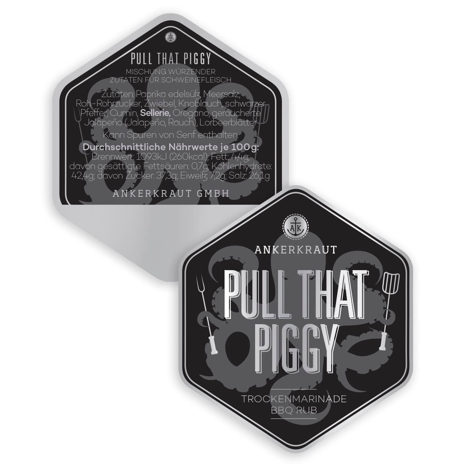 Ankerkraut Pull that Piggy, Pulled Pork BBQ-Rub, Gewürzmischung zum Grillen, 220g im Streuer