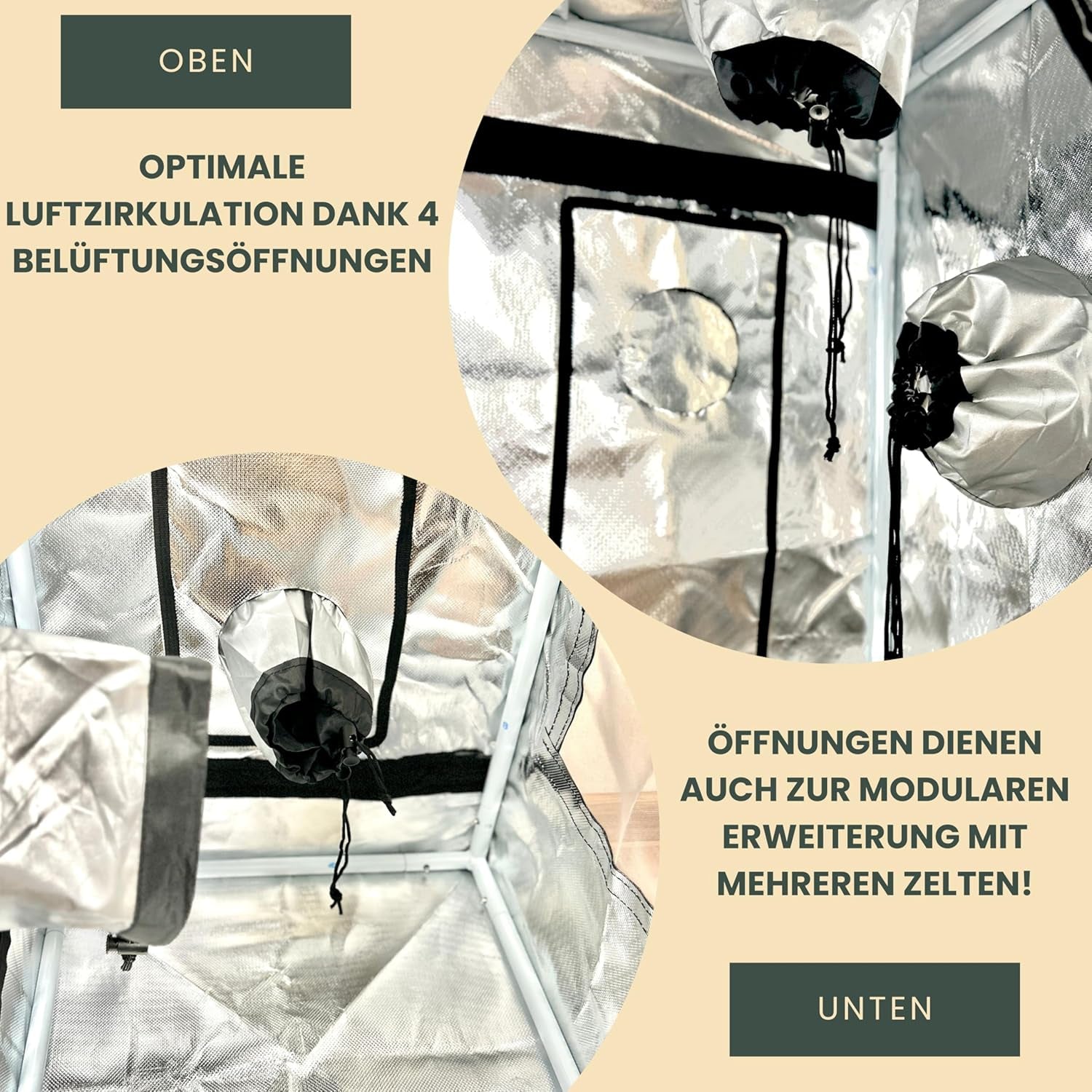 40 x 40 x 160 cm großes Grow-Zelt mit Kabelmanagementsystem, Sichtfenster, Metallrahmen, 1680D-Stoff, Tasche für Grow-Zubehör – Indoor-Growbox – bestes Gewächshaus für die Pflanzenvermehrung
