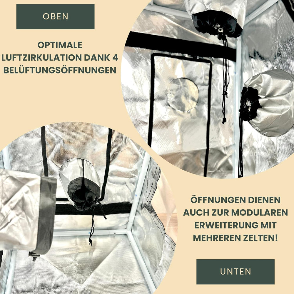 40 x 40 x 160 cm großes Grow-Zelt mit Kabelmanagementsystem, Sichtfenster, Metallrahmen, 1680D-Stoff, Tasche für Grow-Zubehör – Indoor-Growbox – bestes Gewächshaus für die Pflanzenvermehrung