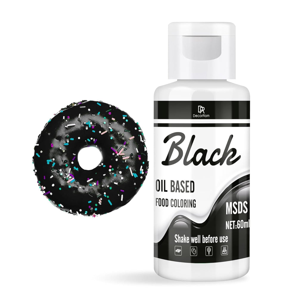 Fettlösliche Lebensmittelfarbe Für Schokolade - 60Ml Ölbasis Lebensmittelfarben Für Fondant, Torten Dekoration, Backen - Flüssige Food Coloring Für Kakaobutter, Buttercream, Kuchen (Schwarz) Naty Shop Schwarz