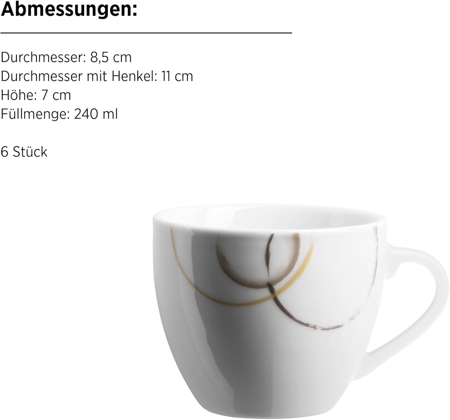 Set de veselă combinat MÄSER Nela, serie 30 piese, set de veselă pătrat pentru 6 persoane, alb/maro