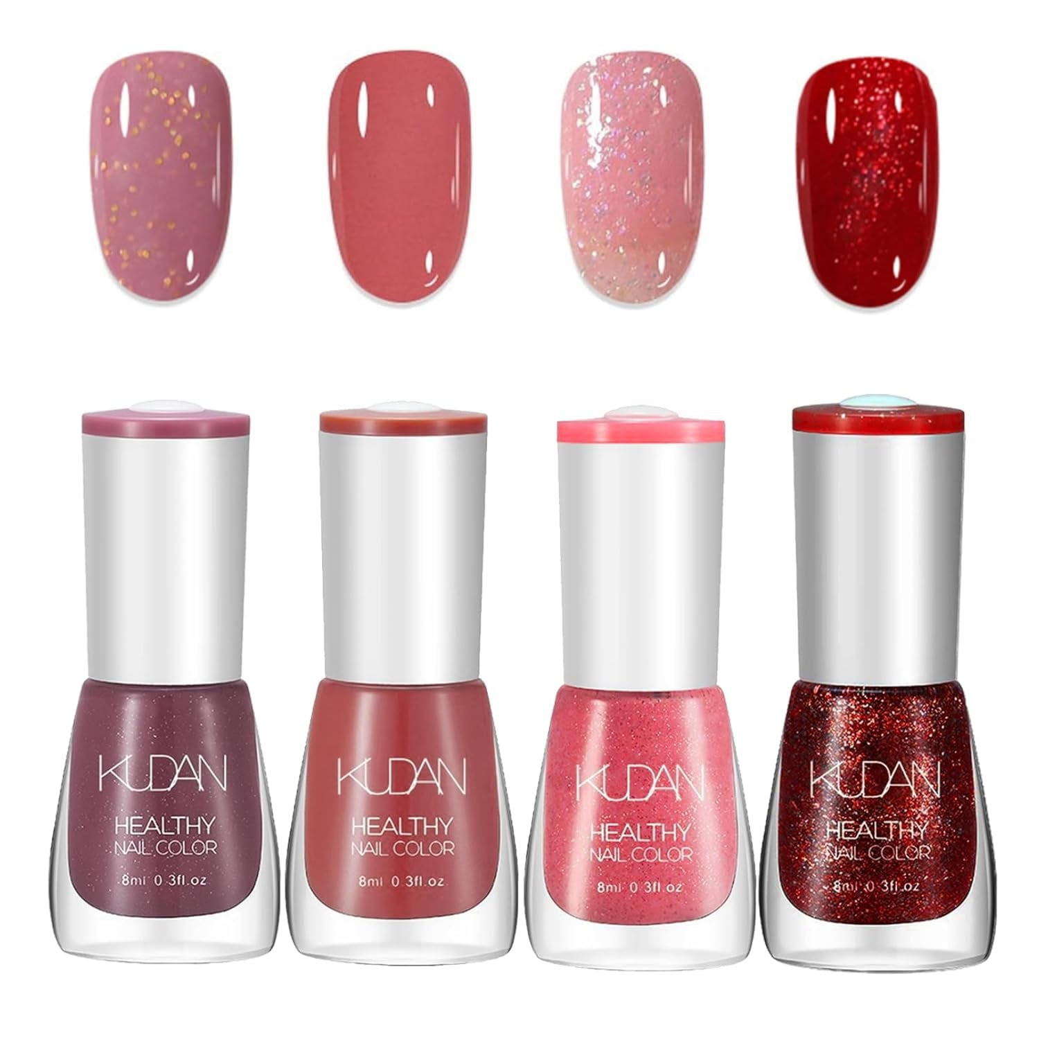 4-teiliges Nagellack-Set – schnell trocknender, langlebiger Nagellack auf Wasserbasis – DIY-Nageldesign-Nagellack (Nude Normal Style 4-teiliges Set)