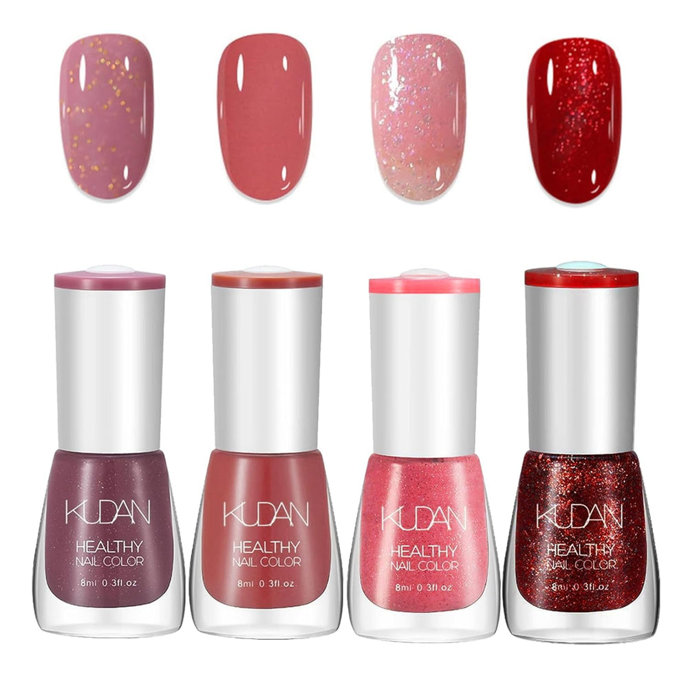 4-teiliges Nagellack-Set – schnell trocknender, langlebiger Nagellack auf Wasserbasis – DIY-Nageldesign-Nagellack (Nude Normal Style 4-teiliges Set)