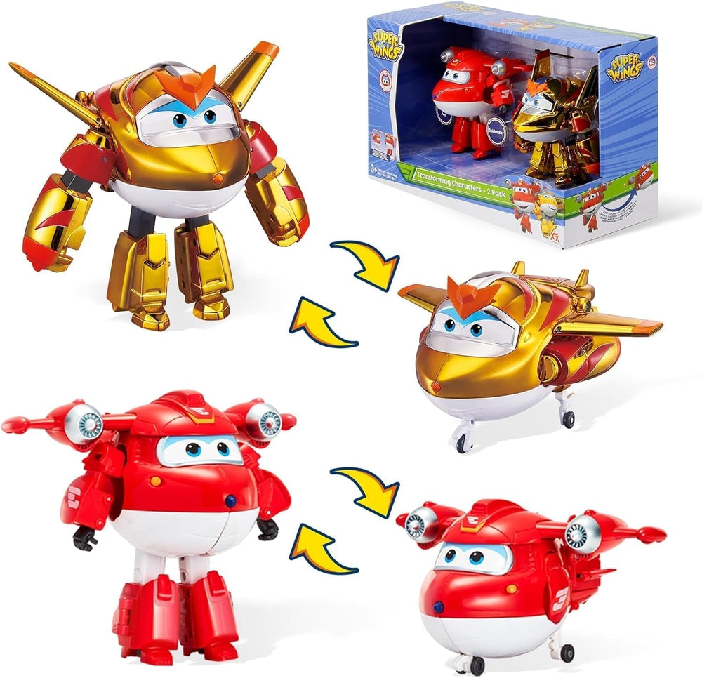 Auldey EU740283 Super Wings Transformer Figur JETT Supercharge 12 cm, bunte Actionfiguren Naty Shop Jett Golden Boy