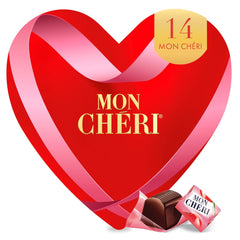 Ferrero Mon Chéri Heart – Schokoladengeschenk zum Valentinstag für Sie und Ihn – Knusprige Schokolade, fruchtiger Likör und aromatisierte Kirschen – Für Valentinstag, Muttertag und Ostern – 1 Packung à 147 g