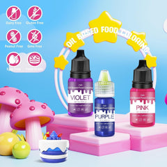 Fettlösliche Lebensmittelfarbe - 10 Farben Ölbasis Lebensmittelfarben Für Schokolade, Süssigkeit, Kuchen, Backen, Macaron - Konzentrierte Lebensmittelfarbe Für Tortendeko, Buttercreme, Fondant - Je 10Ml Naty Shop