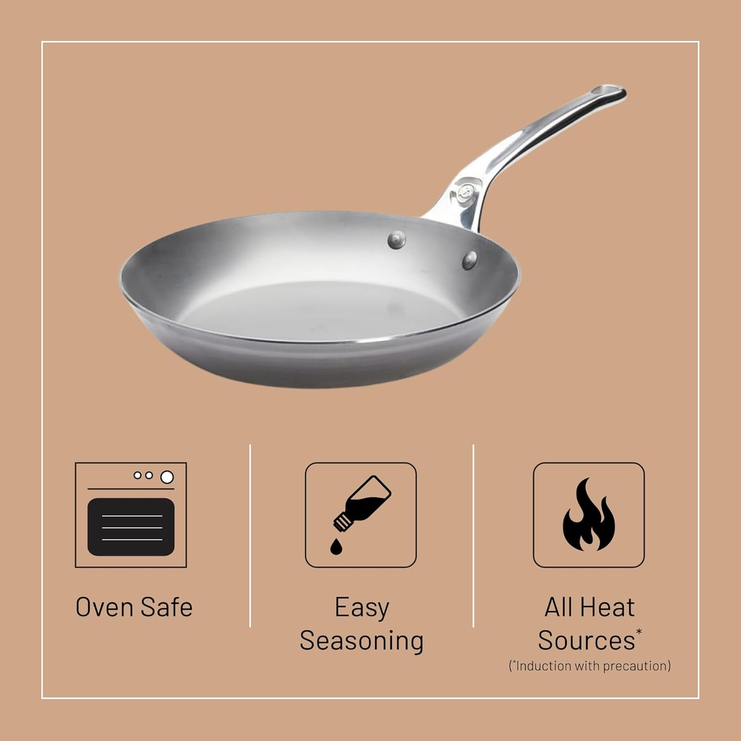 MINERAL B PRO Bratpfanne aus Stahl. Töpfe und Pfannen von Naty Shop