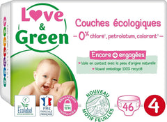 Love & Green, chlorfreie Windeln, Packung für 1 Monat, Größe 4 Mutter und Kind Naty Shop