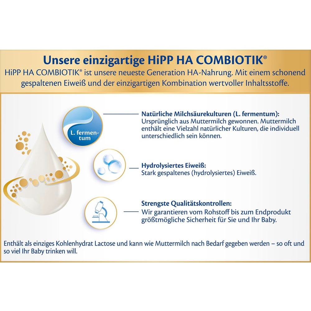 HiPP PRE HA Combiotik (4 x 600 g), hydrolysierte Milchpulverformel für Säuglinge ab der Geburt, mit natürlichen Milchsäurekulturen, für empfindliche Immunsysteme