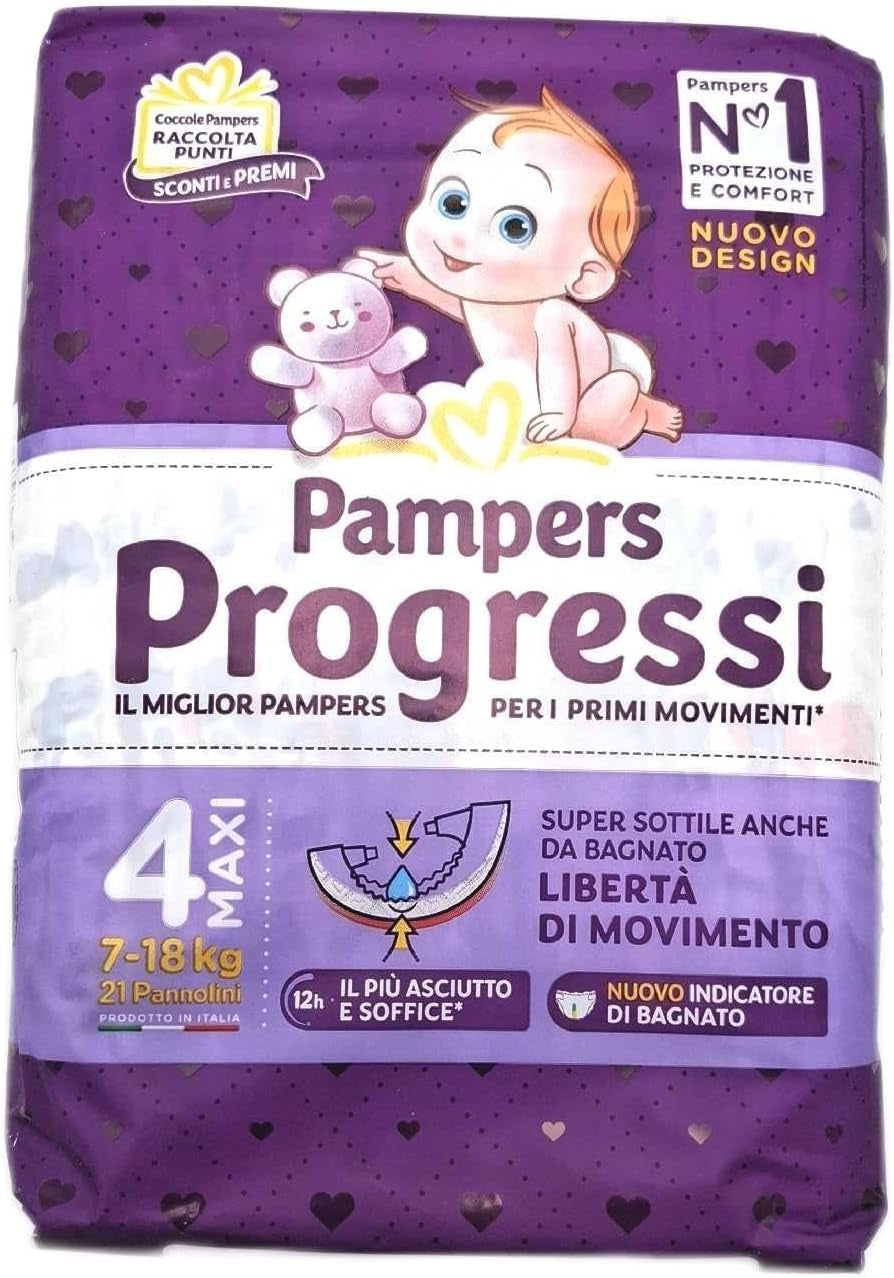 Pampers Progressi Maxi Windeln + 500 extra Kuschelpunkte, Größe 4 (7 – 18 kg), 126 Windeln (Standardgröße)